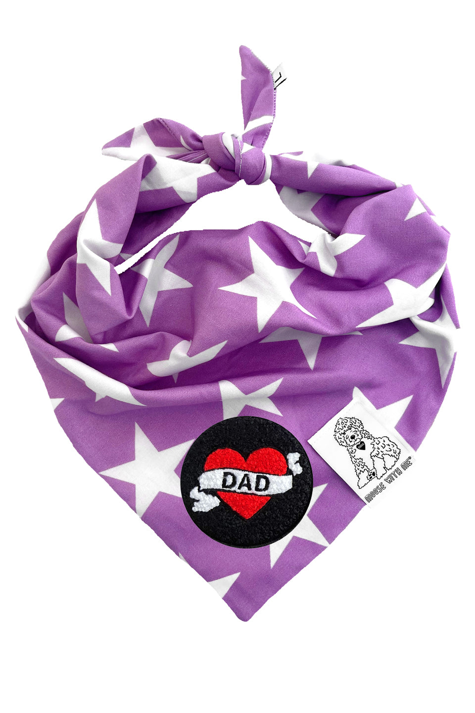 Dog Bandana Star - Purple - Customize by adding Interchangeable Velcro Embroidered Patches