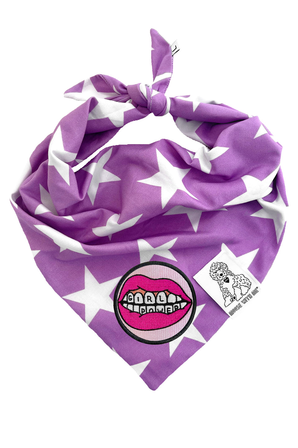 Dog Bandana Star - Purple - Customize by adding Interchangeable Velcro Embroidered Patches