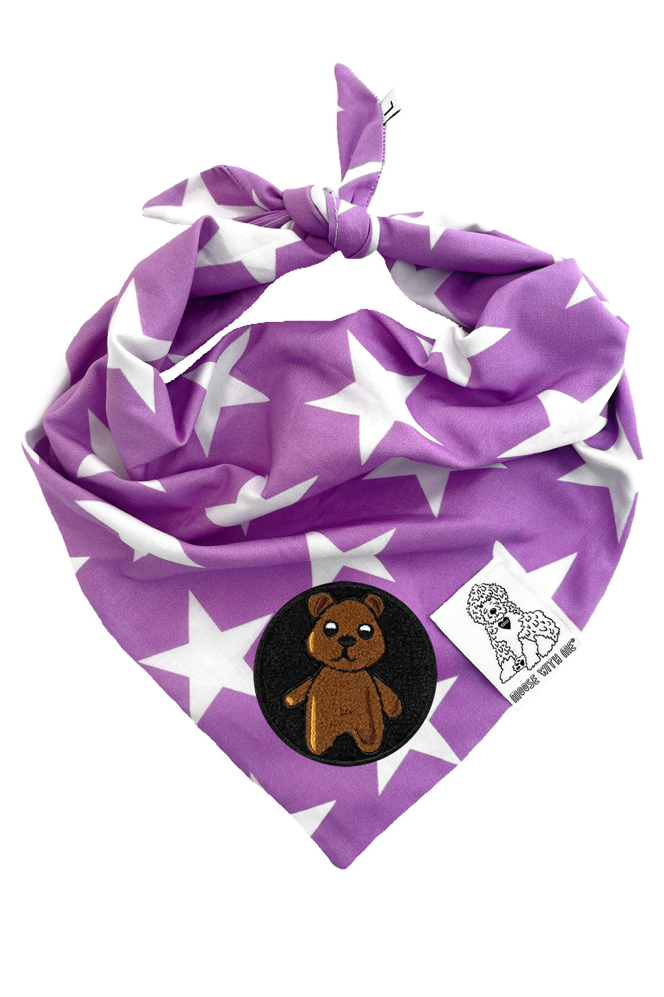 Dog Bandana Star - Purple - Customize by adding Interchangeable Velcro Embroidered Patches