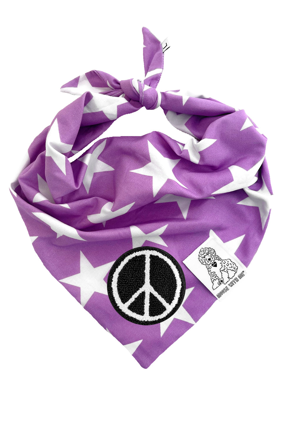 Dog Bandana Star - Purple - Customize by adding Interchangeable Velcro Embroidered Patches