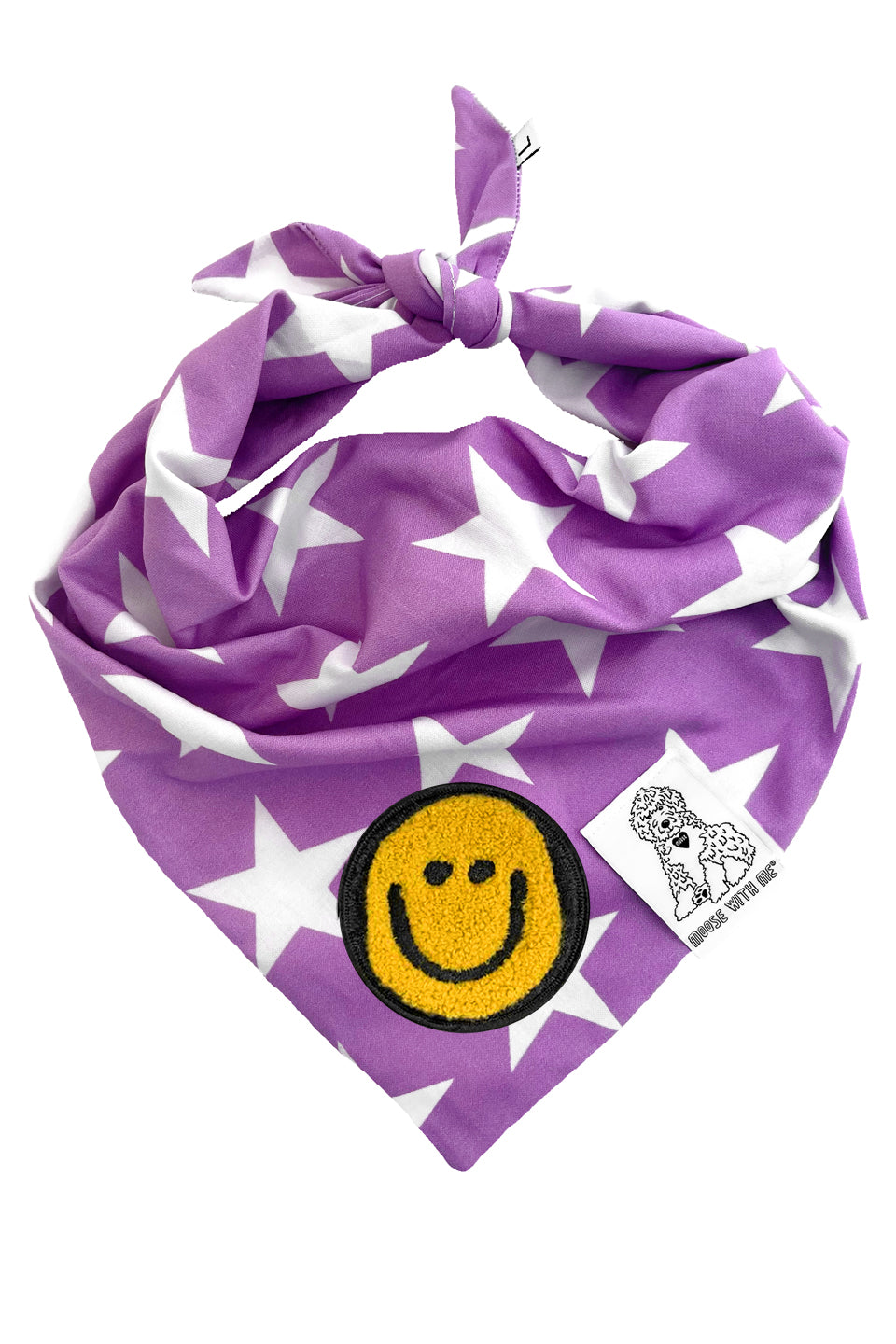 Dog Bandana Star - Purple - Customize by adding Interchangeable Velcro Embroidered Patches