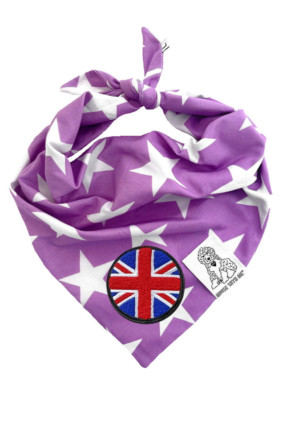 Dog Bandana Star - Purple - Customize by adding Interchangeable Velcro Embroidered Patches