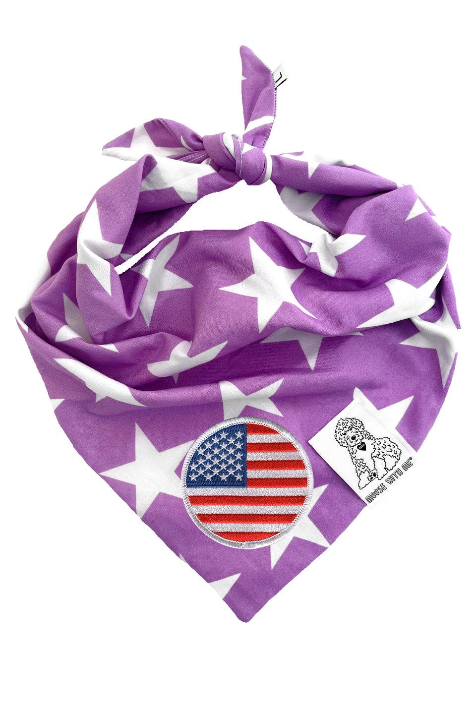Dog Bandana Star - Purple - Customize by adding Interchangeable Velcro Embroidered Patches
