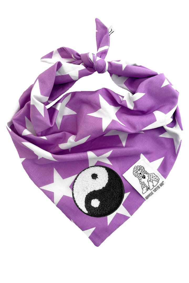 Dog Bandana Star - Purple - Customize by adding Interchangeable Velcro Embroidered Patches