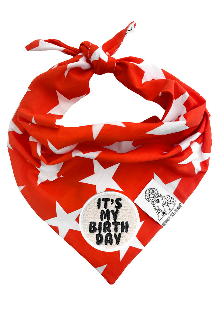 Dog Bandana Star - Red - Customize by adding Interchangeable Velcro Embroidered Patches