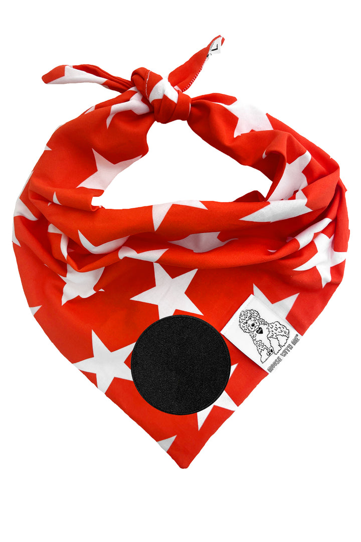 Dog Bandana Star - Red - Customize by adding Interchangeable Velcro Embroidered Patches