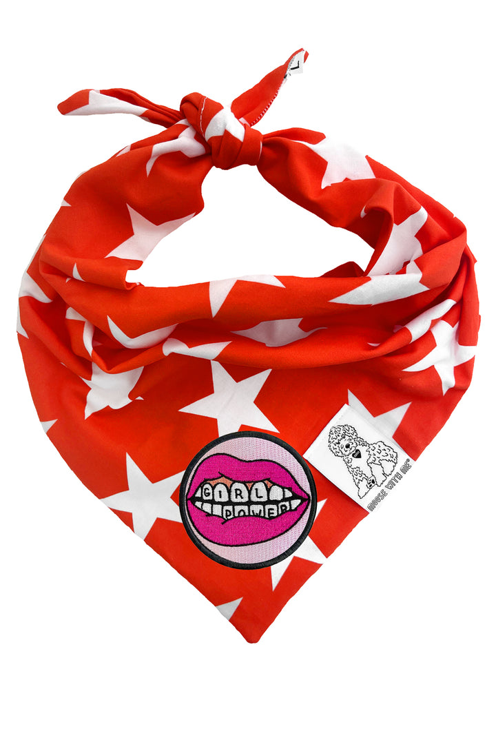 Dog Bandana Star - Red - Customize by adding Interchangeable Velcro Embroidered Patches