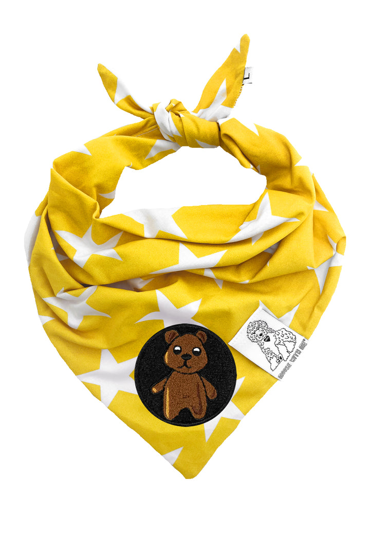 Dog Bandana Star - Yellow - Customize by adding Interchangeable Velcro Embroidered Patches