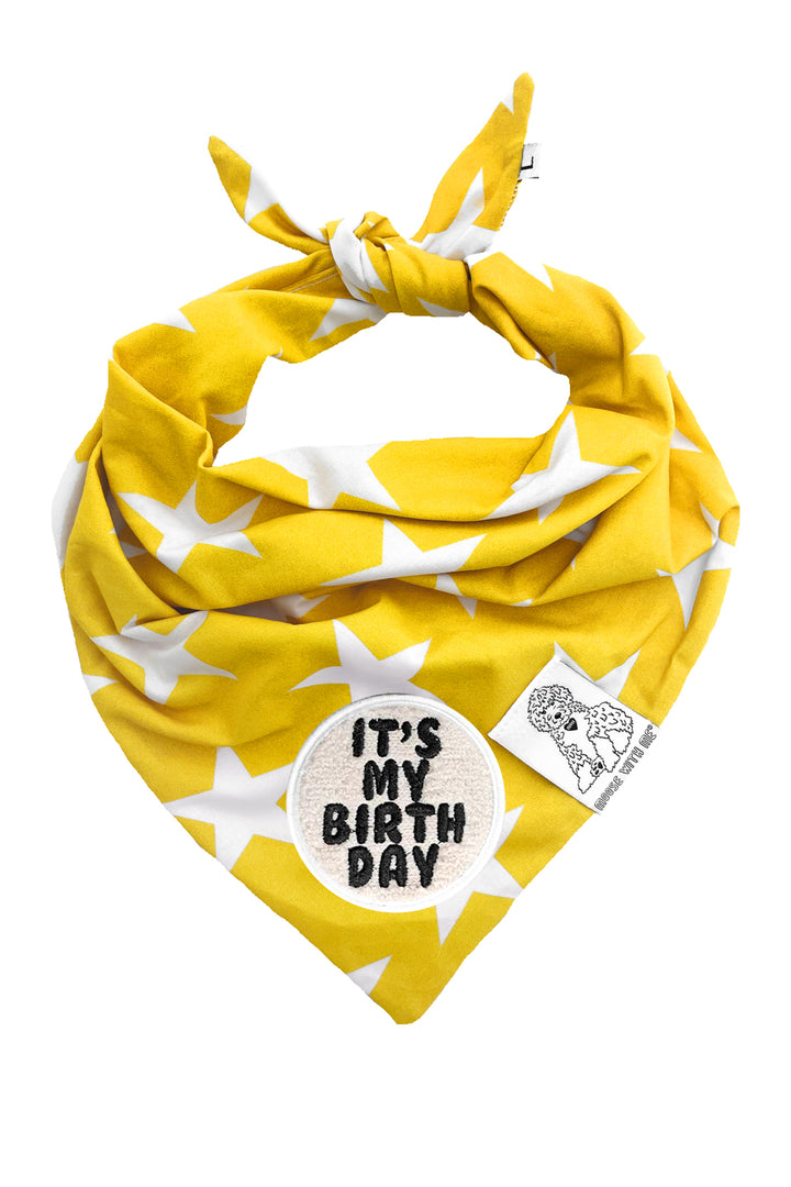 Dog Bandana Star - Yellow - Customize by adding Interchangeable Velcro Embroidered Patches