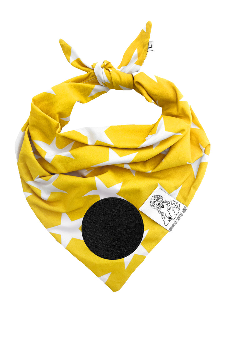 Dog Bandana Star - Yellow - Customize by adding Interchangeable Velcro Embroidered Patches