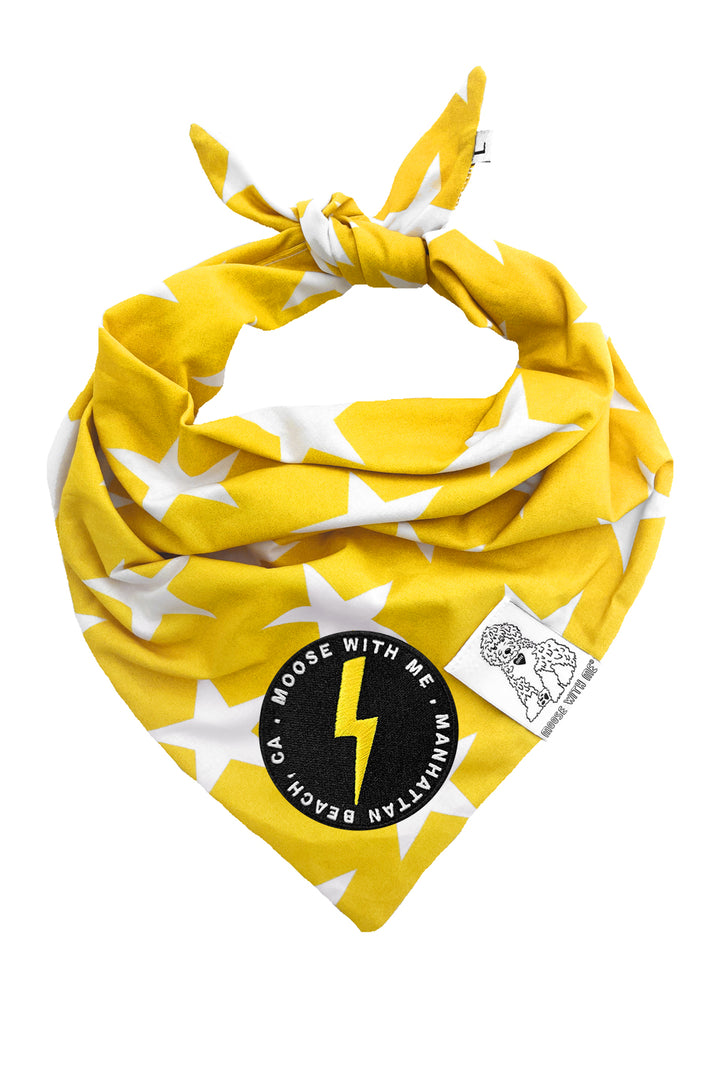 Dog Bandana Star - Yellow - Customize by adding Interchangeable Velcro Embroidered Patches