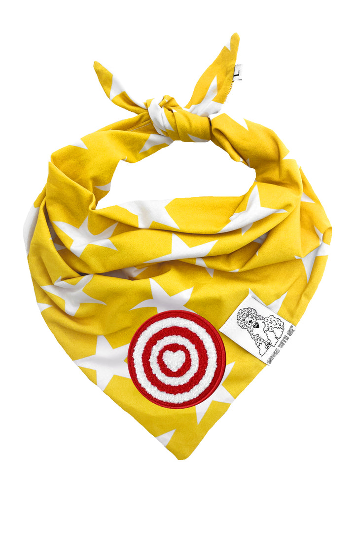 Dog Bandana Star - Yellow - Customize by adding Interchangeable Velcro Embroidered Patches