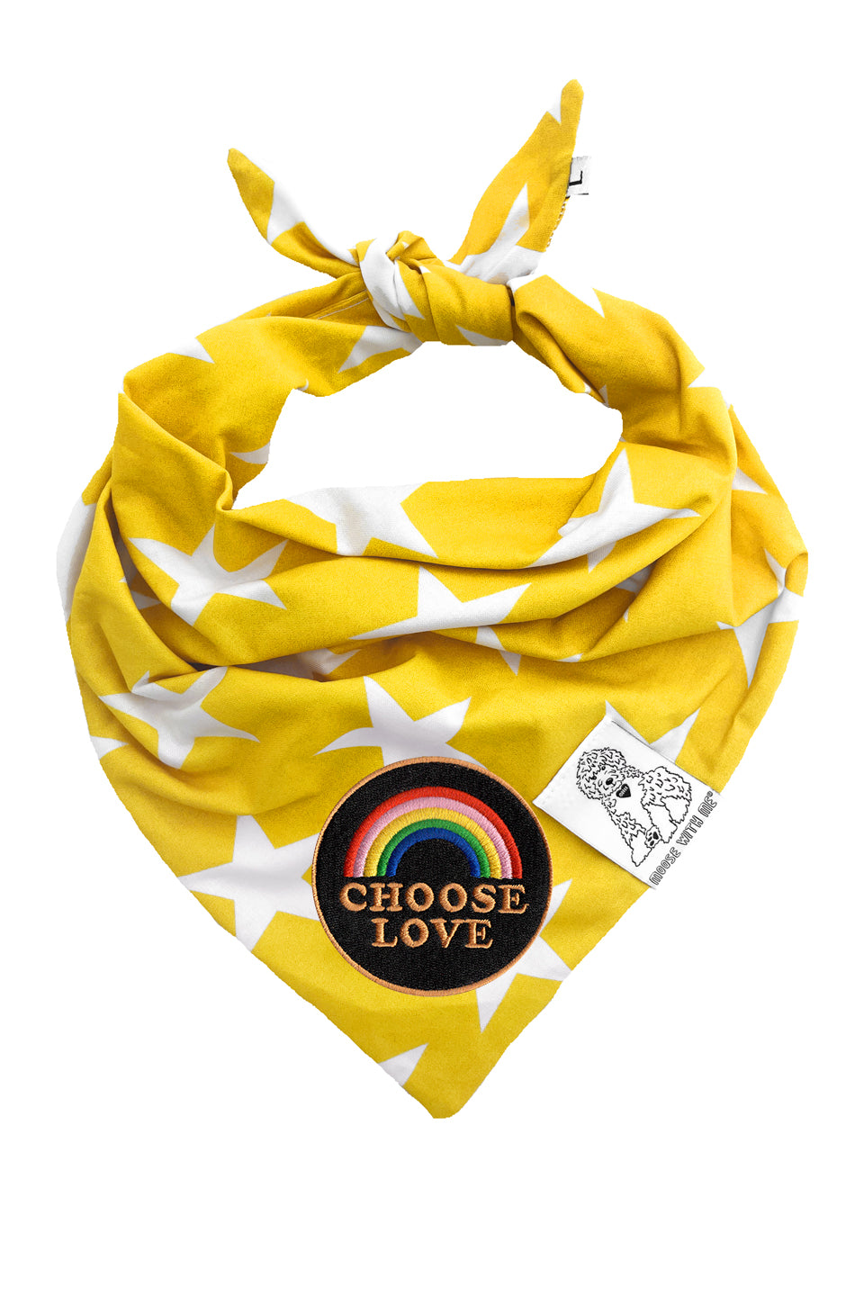 Dog Bandana Star - Yellow - Customize by adding Interchangeable Velcro Embroidered Patches