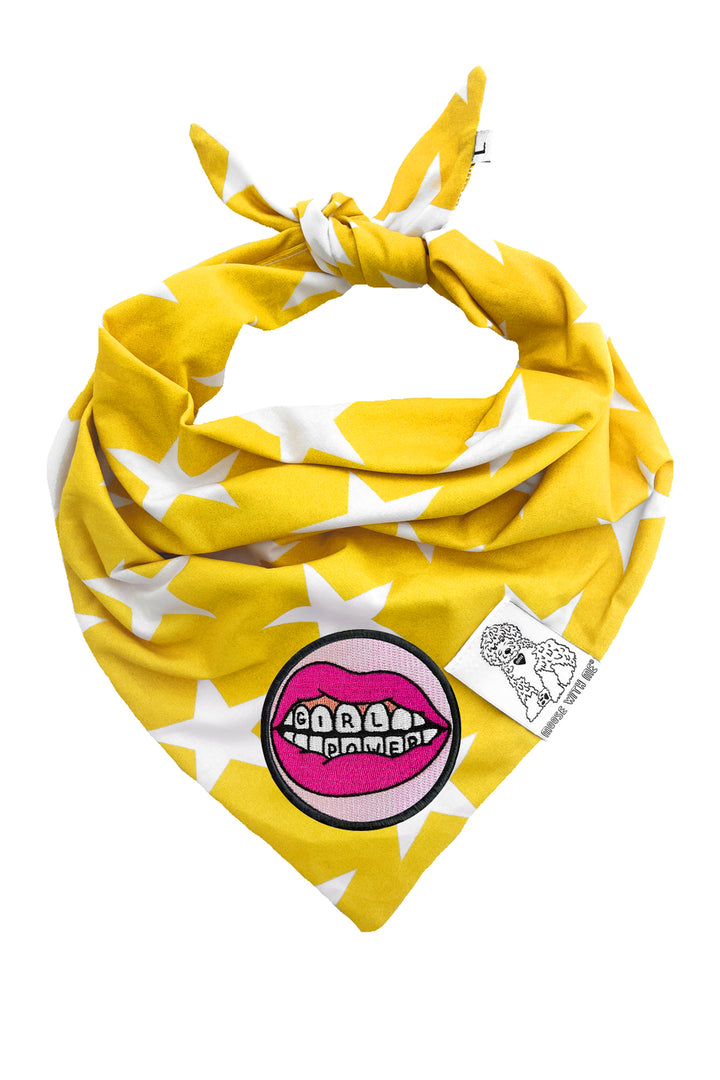 Dog Bandana Star - Yellow - Customize by adding Interchangeable Velcro Embroidered Patches