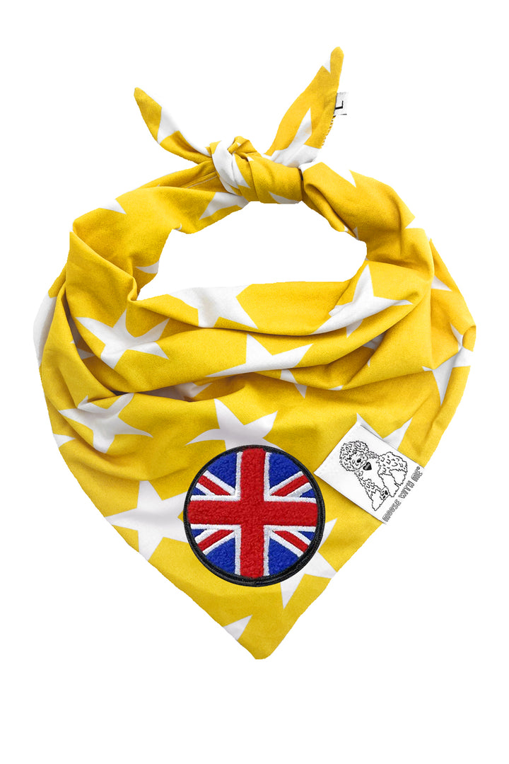 Dog Bandana Star - Yellow - Customize by adding Interchangeable Velcro Embroidered Patches