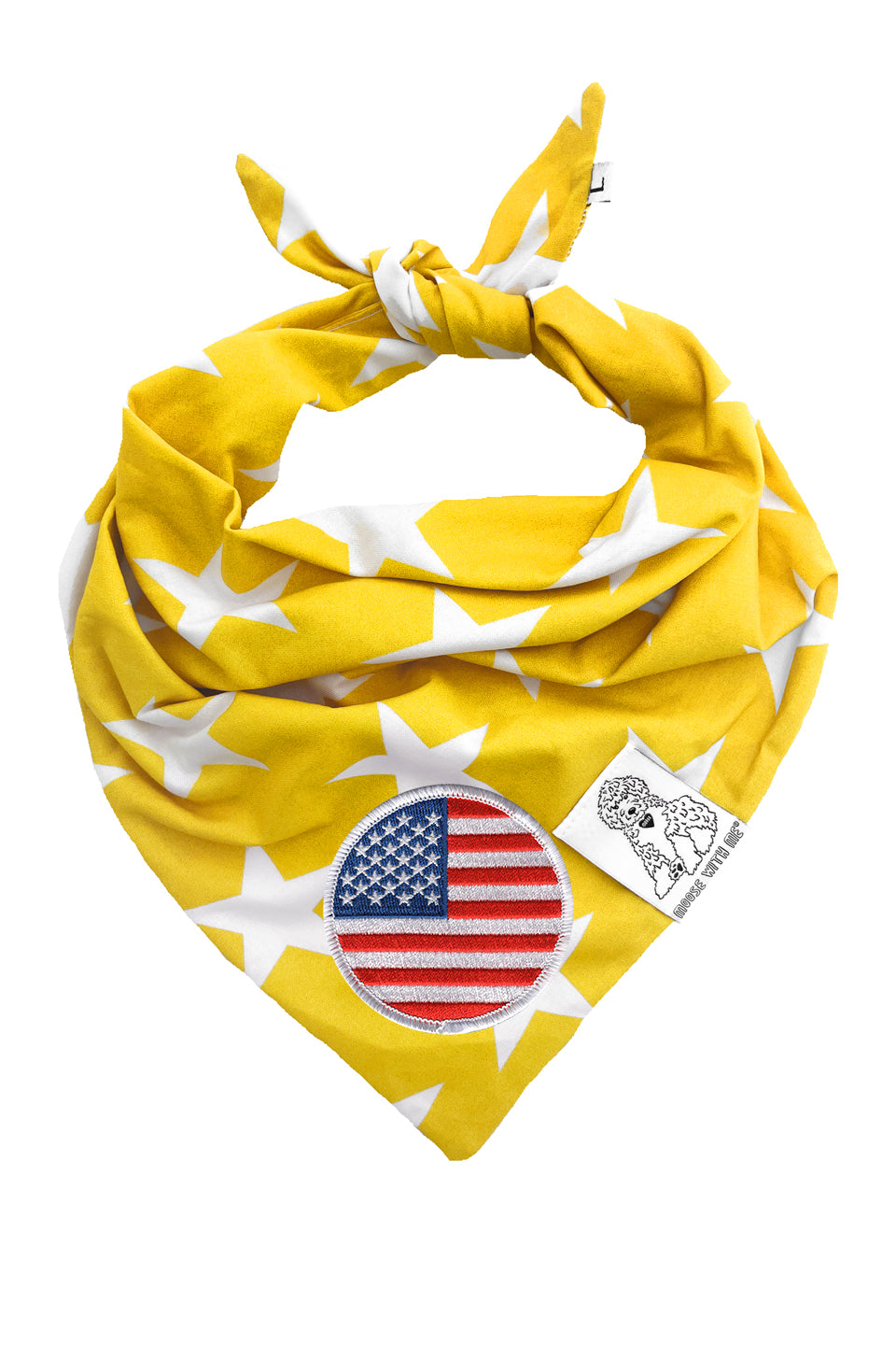 Dog Bandana Star - Yellow - Customize by adding Interchangeable Velcro Embroidered Patches