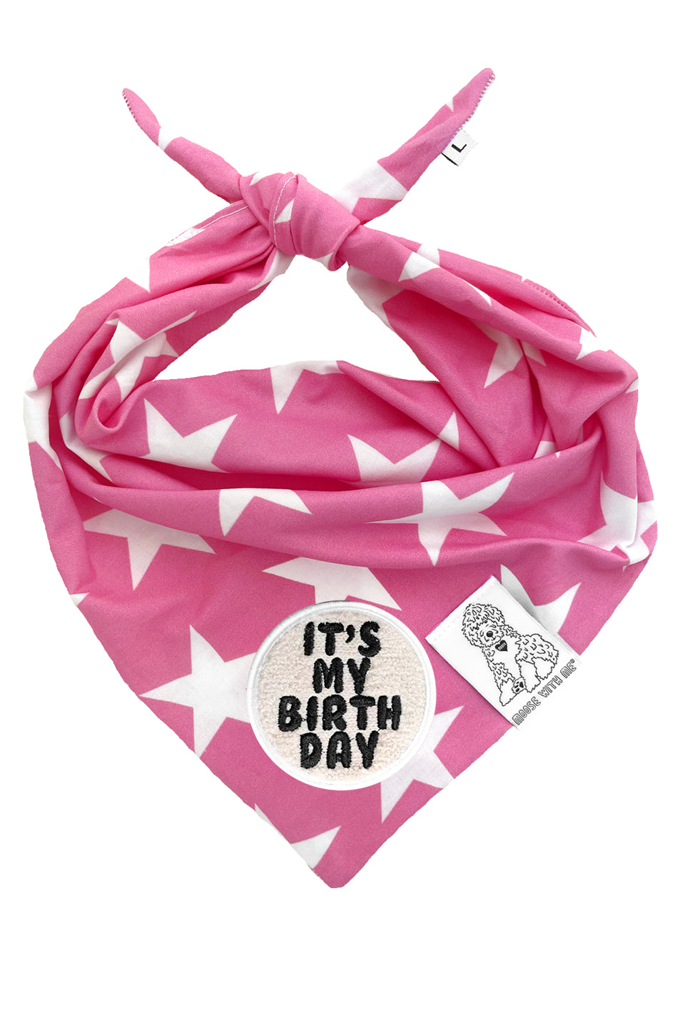 Dog Bandana Star - Pink - Customize by adding Interchangeable Velcro Embroidered Patches