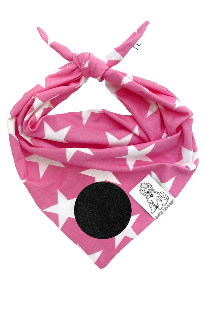Dog Bandana Star - Pink - Customize by adding Interchangeable Velcro Embroidered Patches