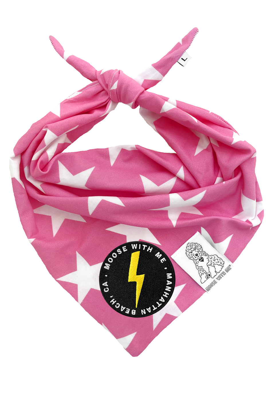 Dog Bandana Star - Pink - Customize by adding Interchangeable Velcro Embroidered Patches