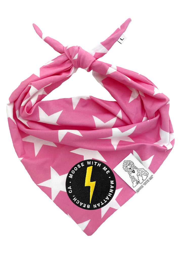 Dog Bandana Star - Pink - Customize by adding Interchangeable Velcro Embroidered Patches