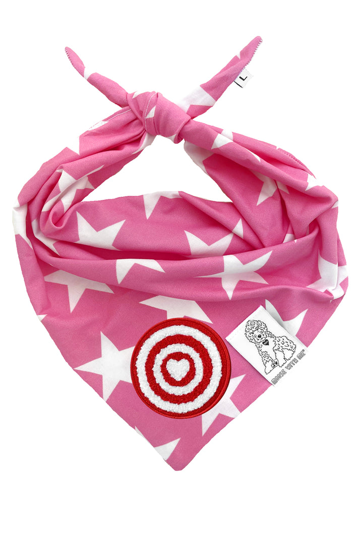 Dog Bandana Star - Pink - Customize by adding Interchangeable Velcro Embroidered Patches