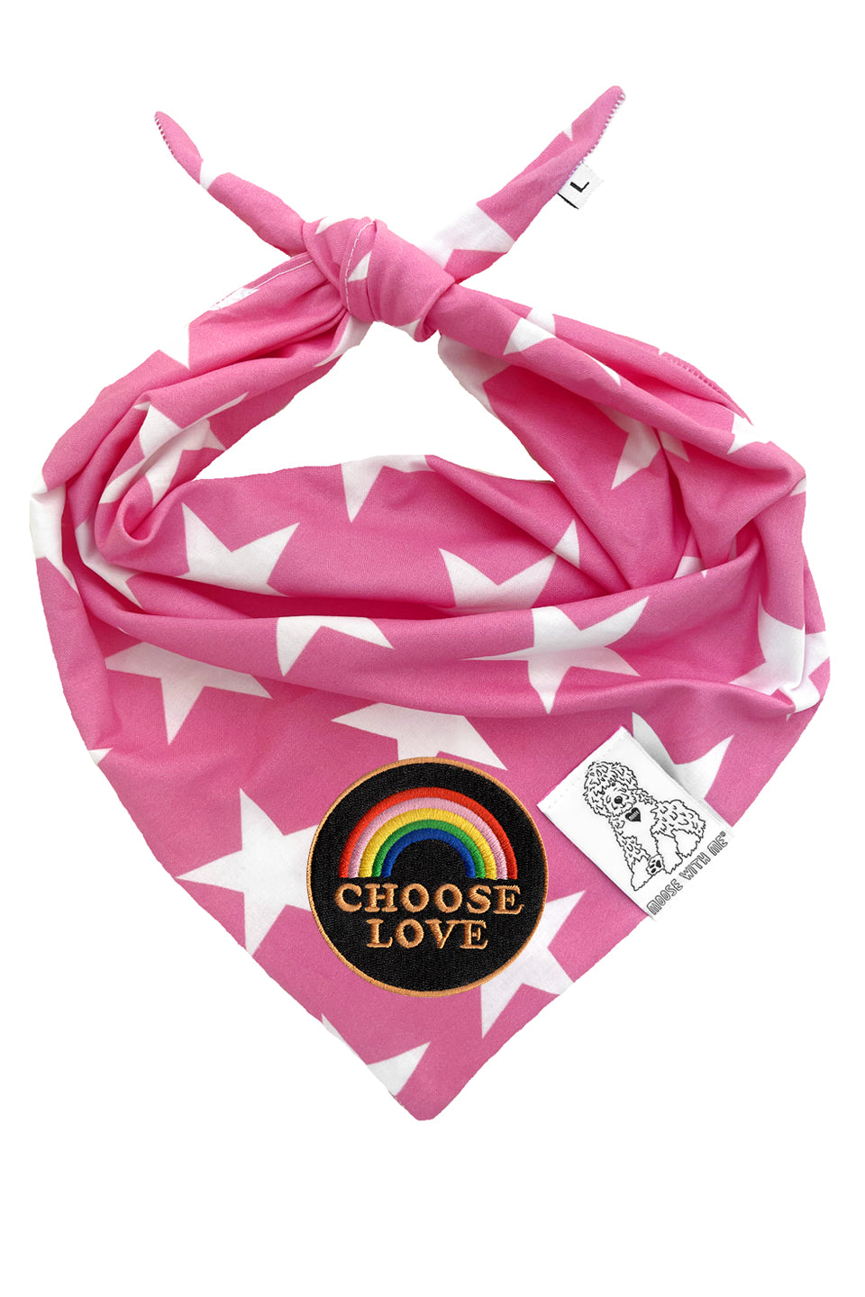 Dog Bandana Star - Pink - Customize by adding Interchangeable Velcro Embroidered Patches