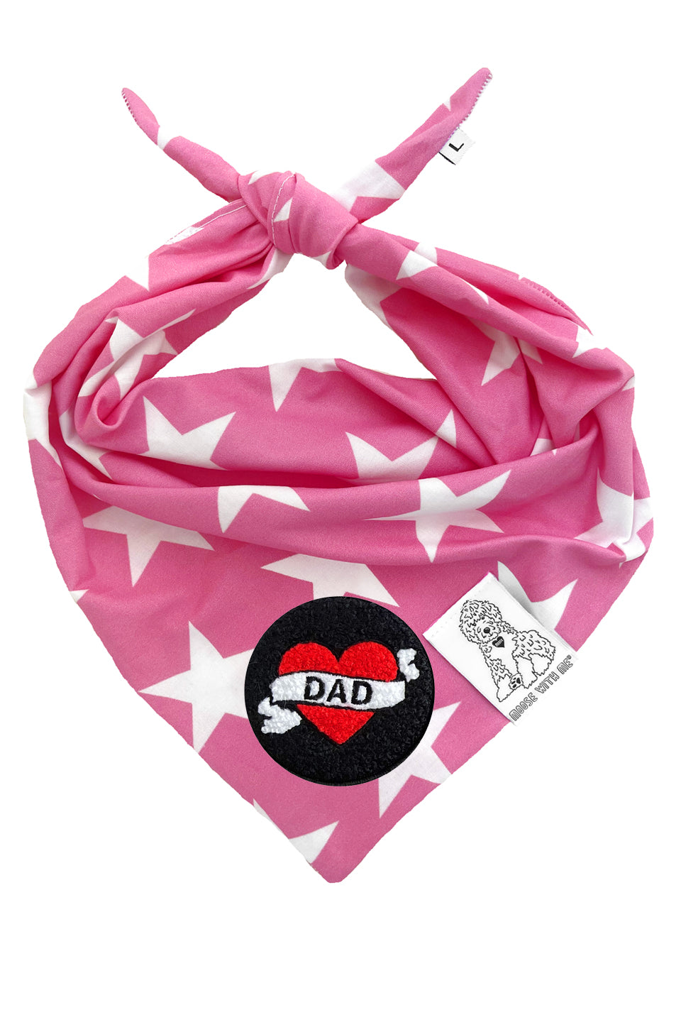 Dog Bandana Star - Pink - Customize by adding Interchangeable Velcro Embroidered Patches