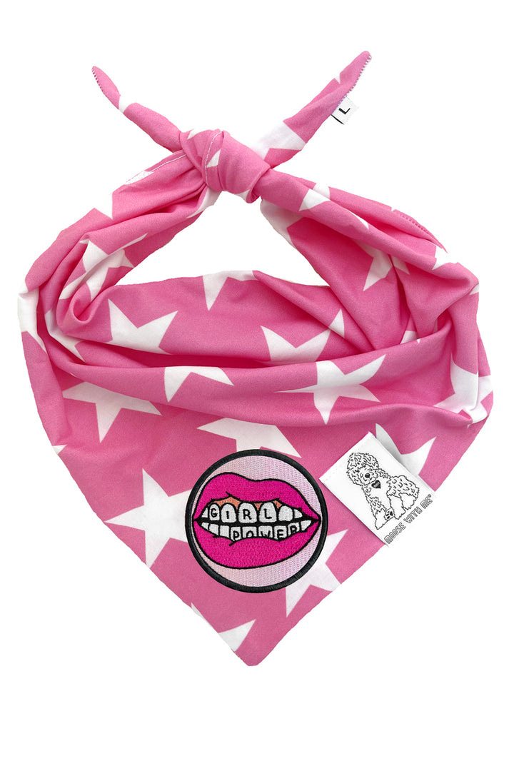 Dog Bandana Star - Pink - Customize by adding Interchangeable Velcro Embroidered Patches