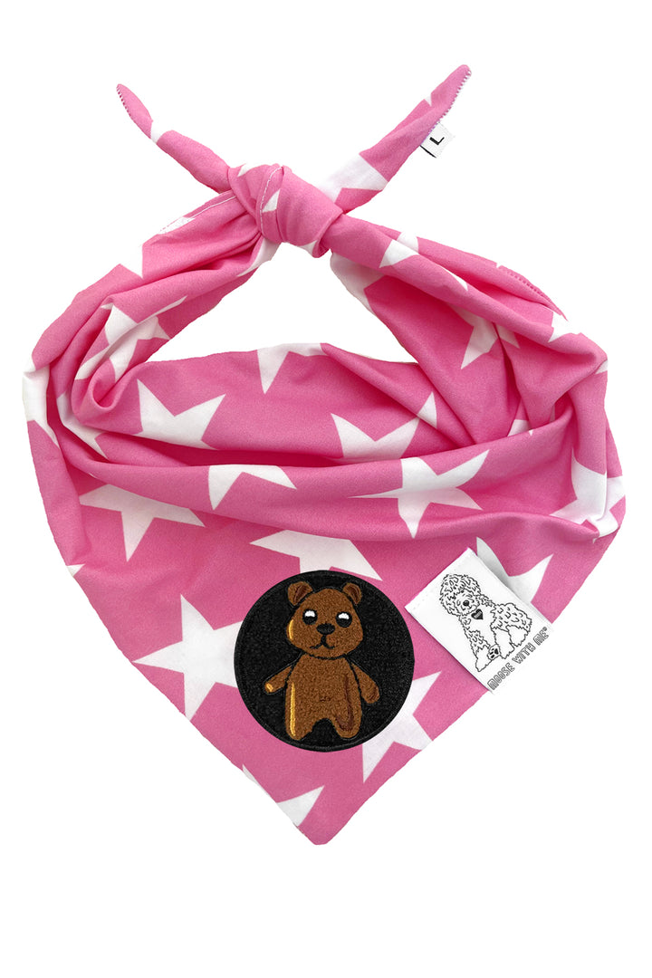 Dog Bandana Star - Pink - Customize by adding Interchangeable Velcro Embroidered Patches