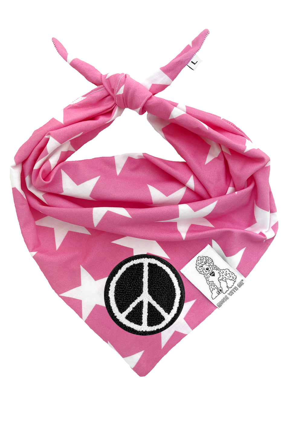 Dog Bandana Star - Pink - Customize by adding Interchangeable Velcro Embroidered Patches