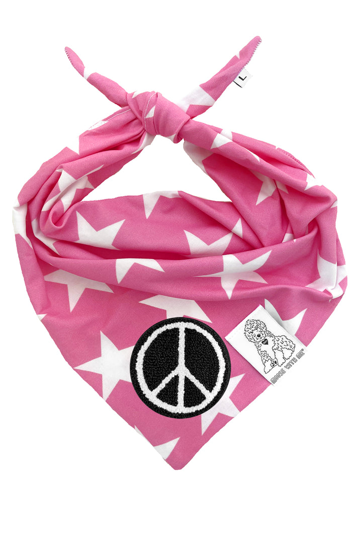 Dog Bandana Star - Pink - Customize by adding Interchangeable Velcro Embroidered Patches