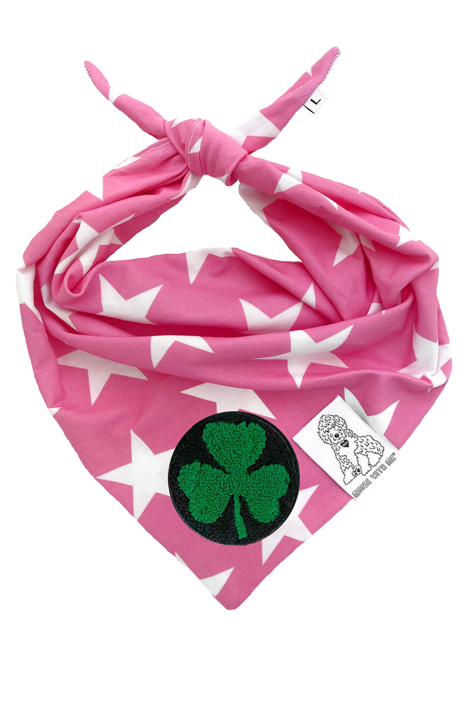 Dog Bandana Star - Pink - Customize by adding Interchangeable Velcro Embroidered Patches