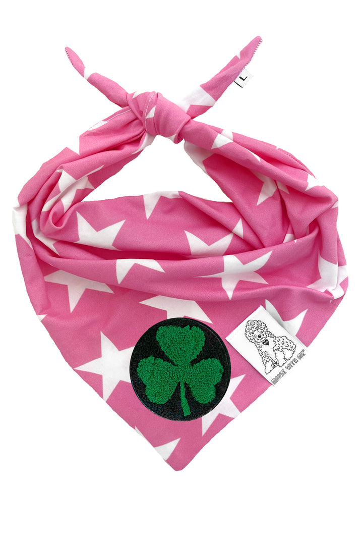 Dog Bandana Star - Pink - Customize by adding Interchangeable Velcro Embroidered Patches
