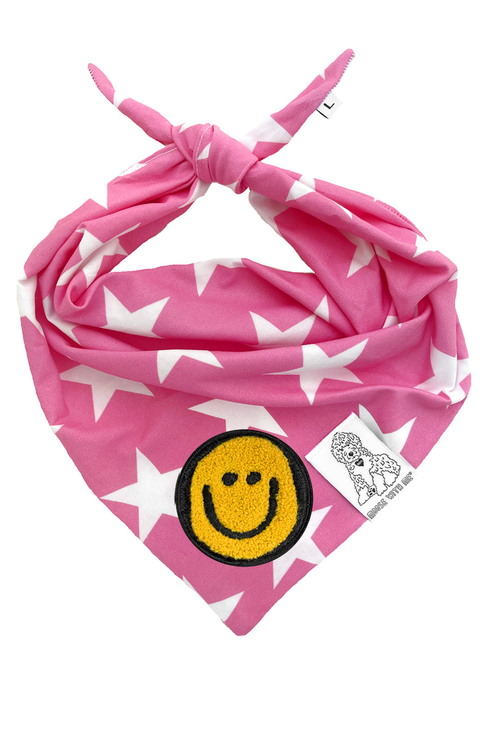 Dog Bandana Star - Pink - Customize by adding Interchangeable Velcro Embroidered Patches