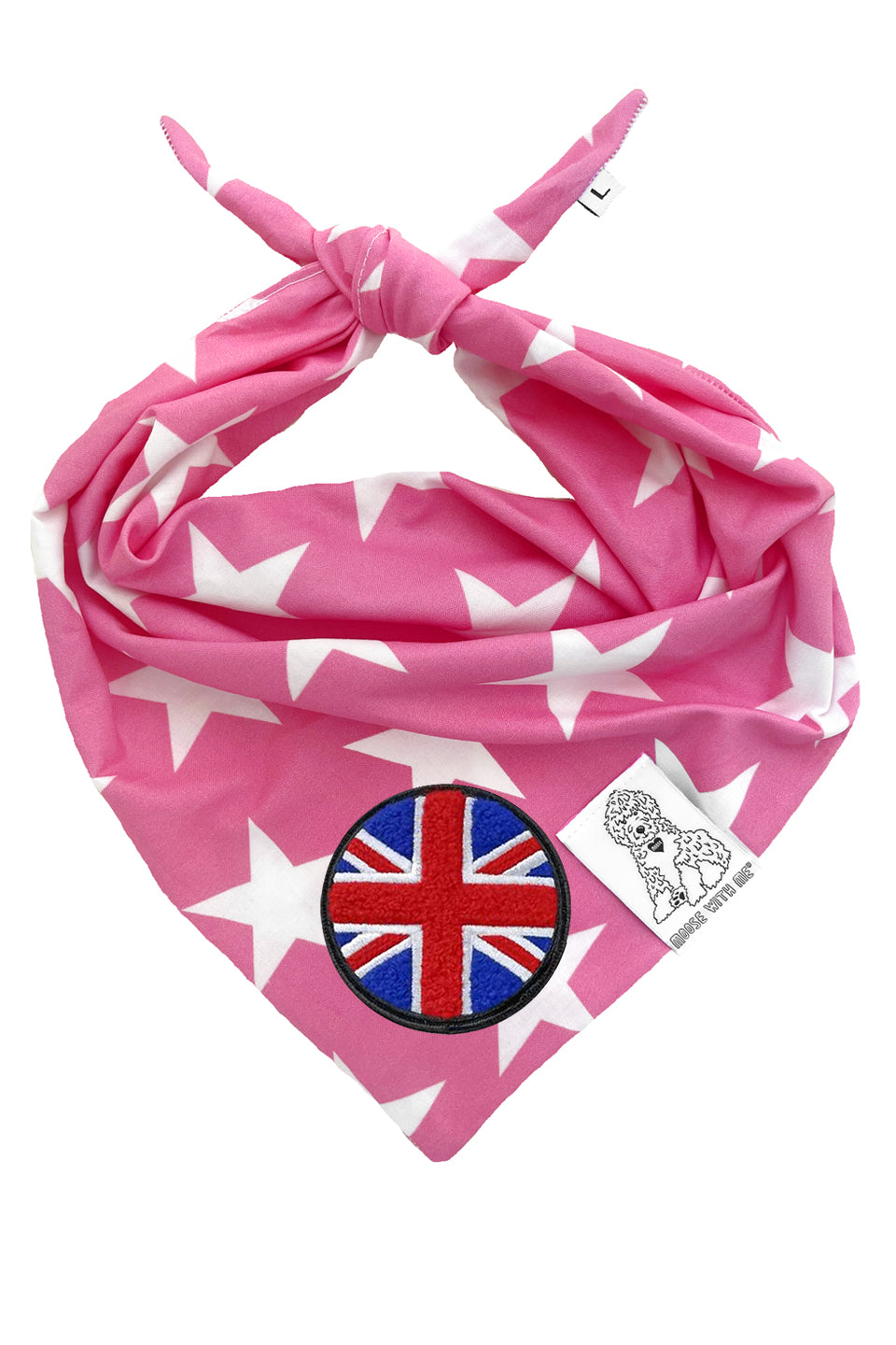 Dog Bandana Star - Pink - Customize by adding Interchangeable Velcro Embroidered Patches