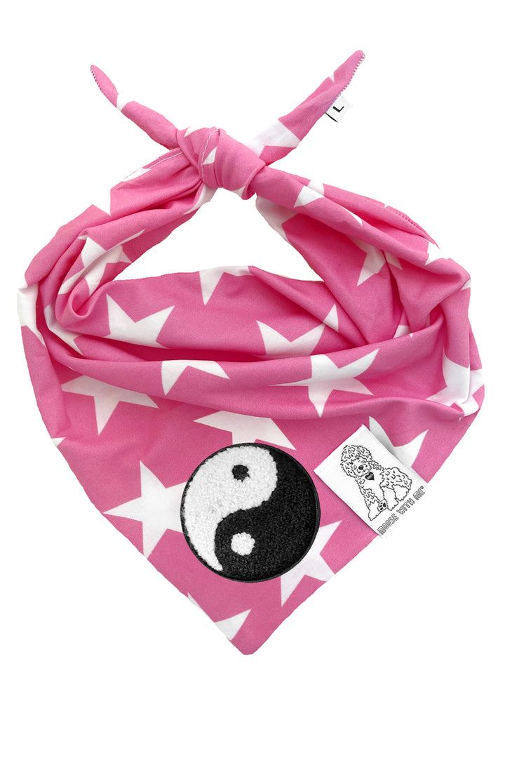 Dog Bandana Star - Pink - Customize by adding Interchangeable Velcro Embroidered Patches