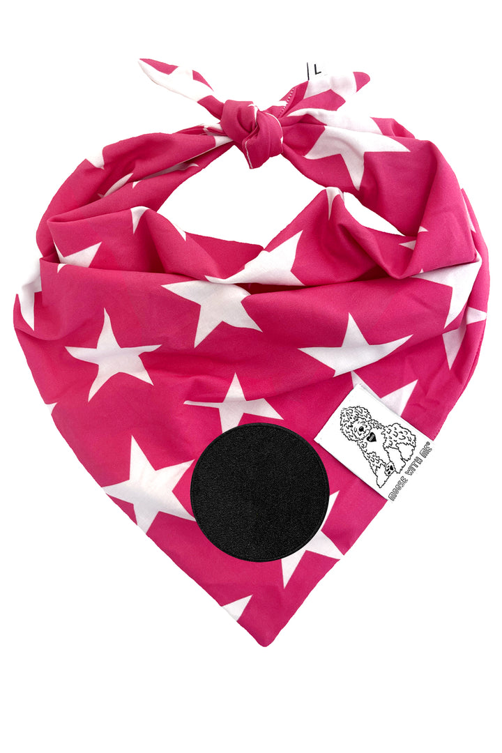 Dog Bandana Star - Pink - Customize by adding Interchangeable Velcro Embroidered Patches