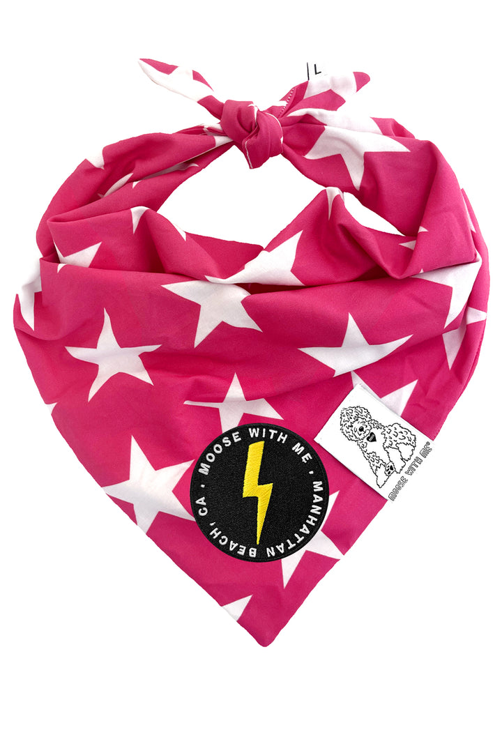 Dog Bandana Star - Pink - Customize by adding Interchangeable Velcro Embroidered Patches