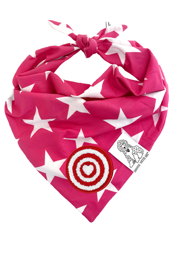 Dog Bandana Star - Pink - Customize by adding Interchangeable Velcro Embroidered Patches