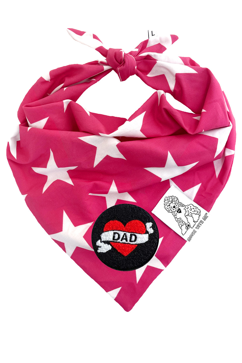 Dog Bandana Star - Pink - Customize by adding Interchangeable Velcro Embroidered Patches