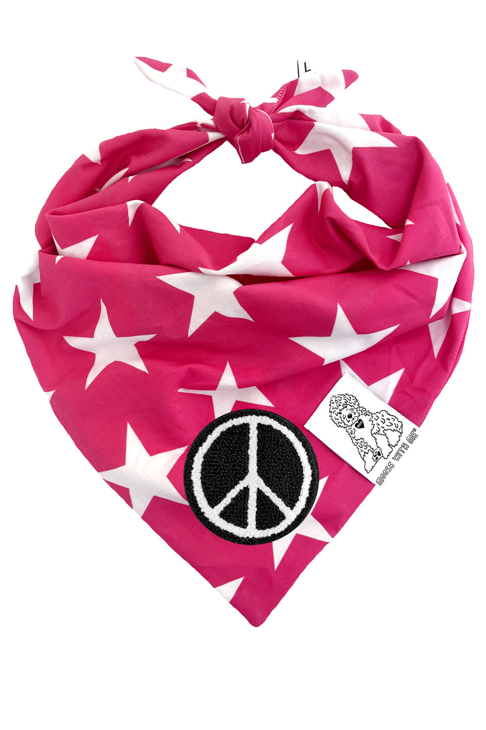 Dog Bandana Star - Pink - Customize by adding Interchangeable Velcro Embroidered Patches