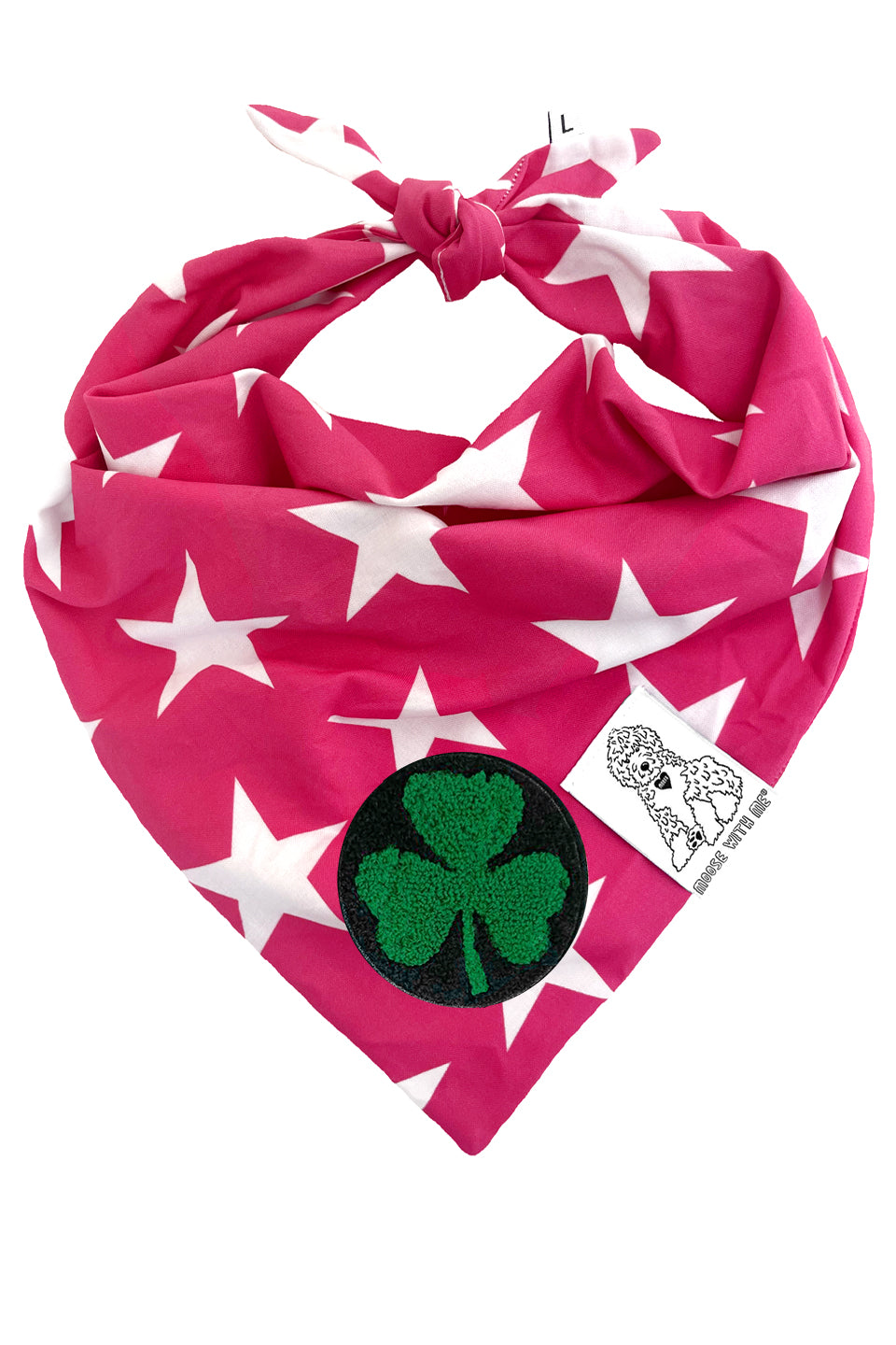 Dog Bandana Star - Pink - Customize by adding Interchangeable Velcro Embroidered Patches