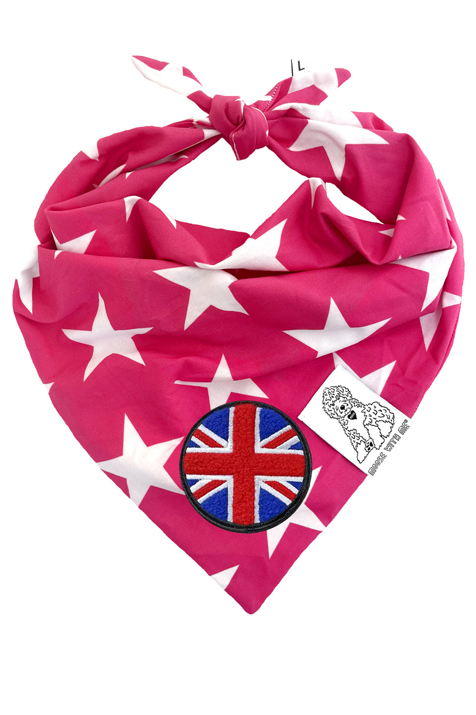 Dog Bandana Star - Pink - Customize by adding Interchangeable Velcro Embroidered Patches