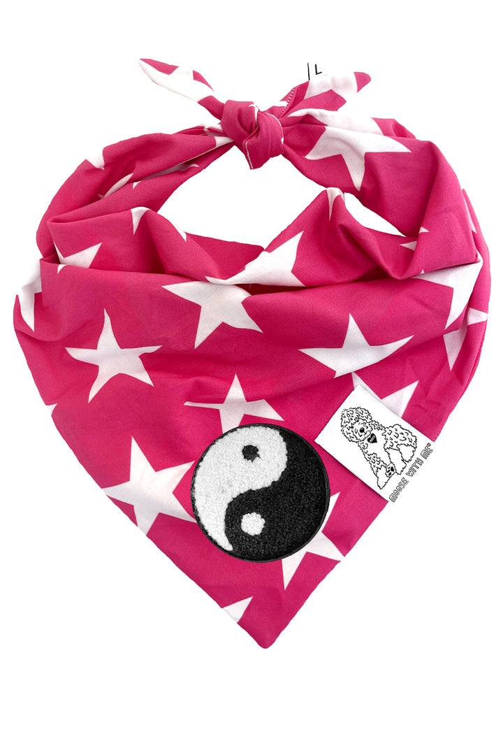 Dog Bandana Star - Pink - Customize by adding Interchangeable Velcro Embroidered Patches