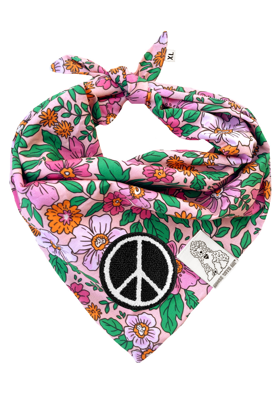 Dog Bandana Floral - Pink - Customize by adding Interchangeable Velcro Embroidered Patches