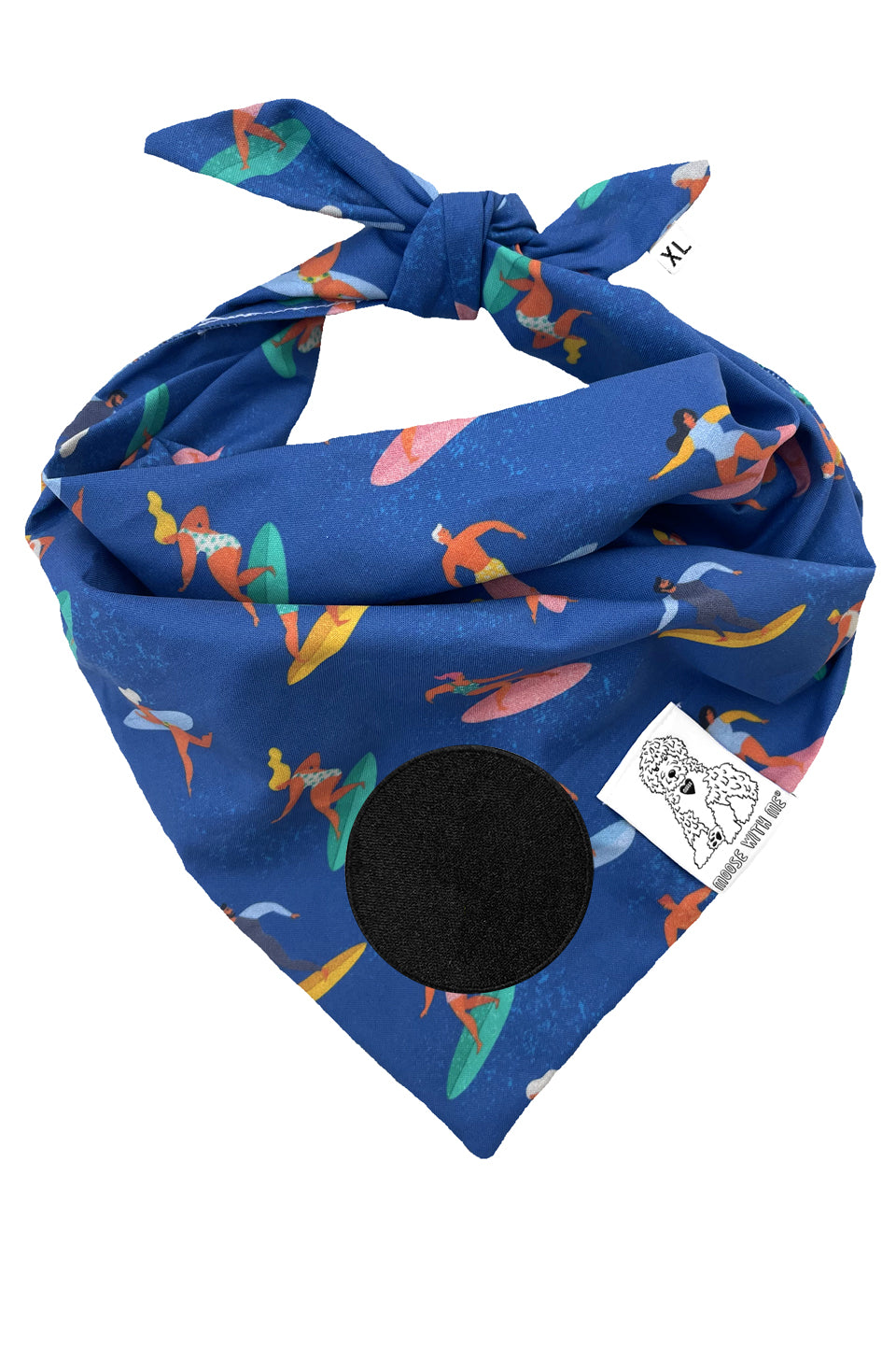 Dog Bandana Surfer - Blue - Customize by adding Interchangeable Velcro Embroidered Patches