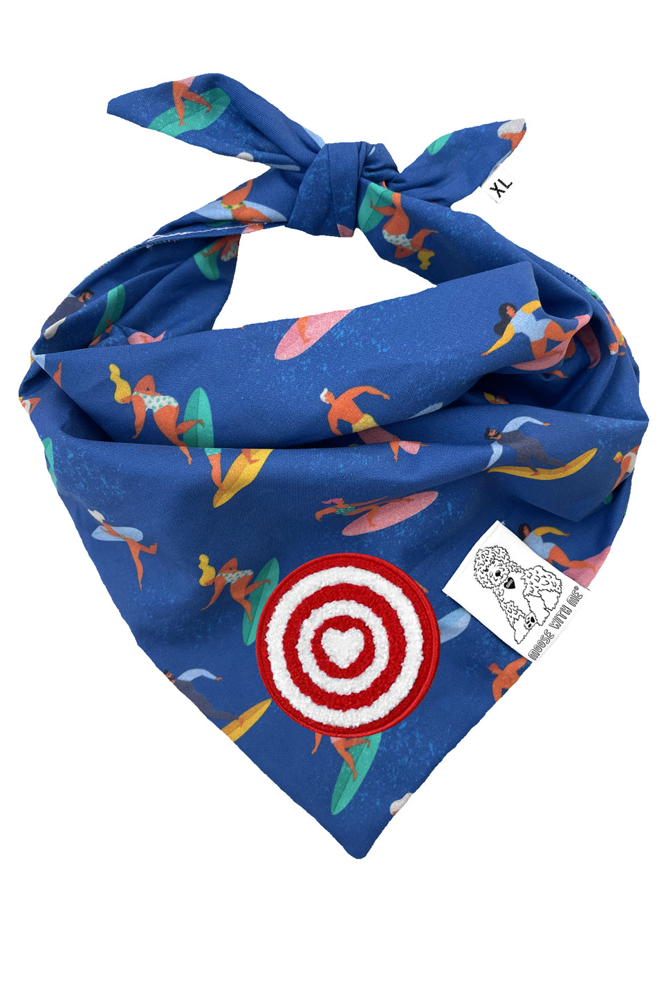Dog Bandana Surfer - Blue - Customize by adding Interchangeable Velcro Embroidered Patches