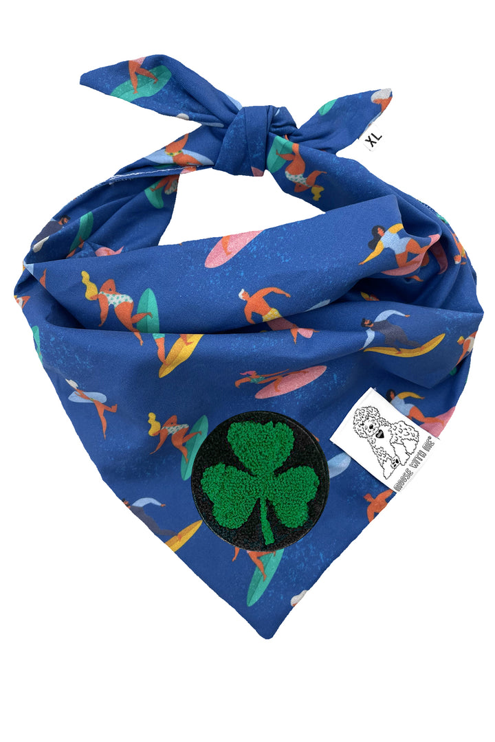 Dog Bandana Surfer - Blue - Customize by adding Interchangeable Velcro Embroidered Patches