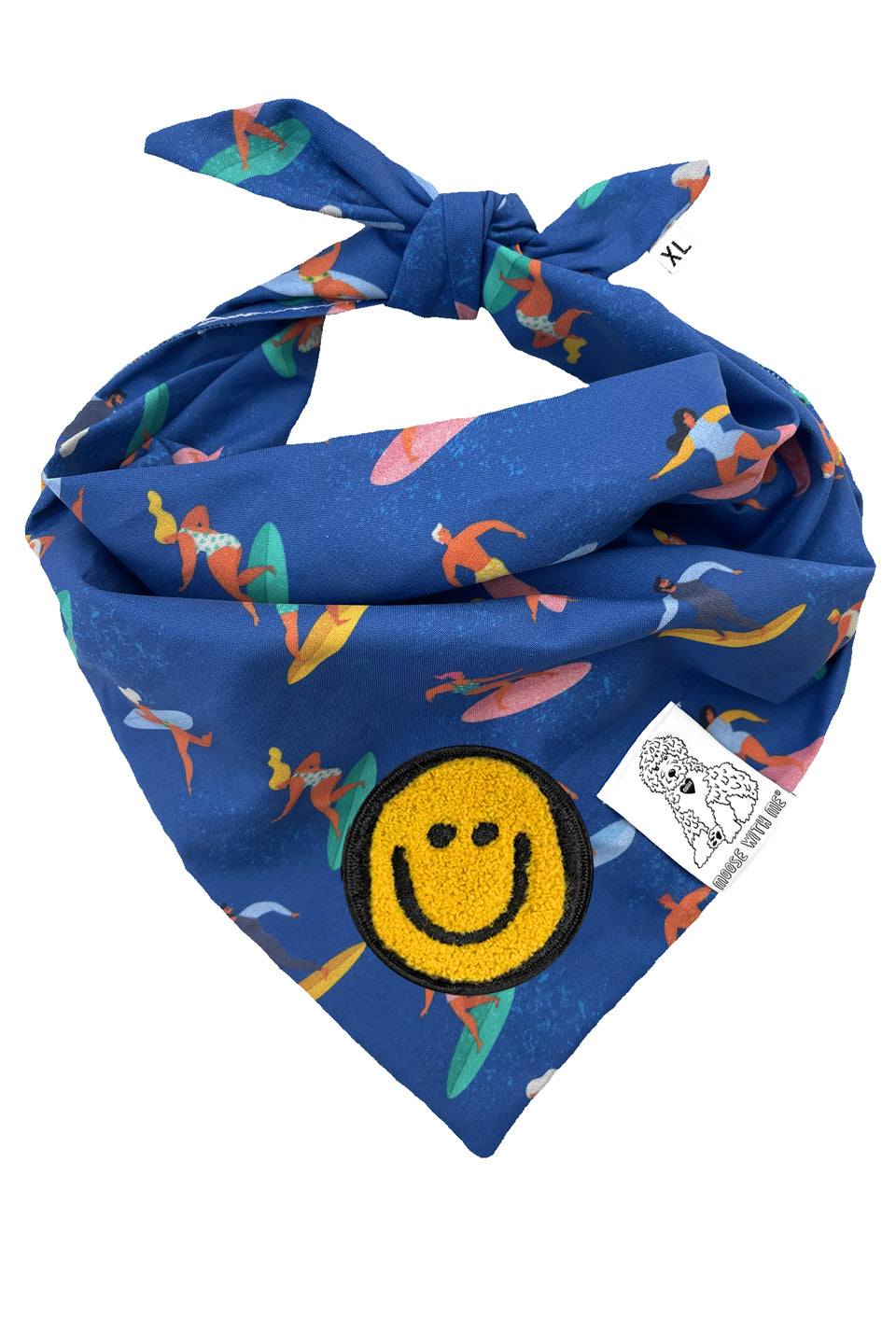 Dog Bandana Surfer - Blue - Customize by adding Interchangeable Velcro Embroidered Patches