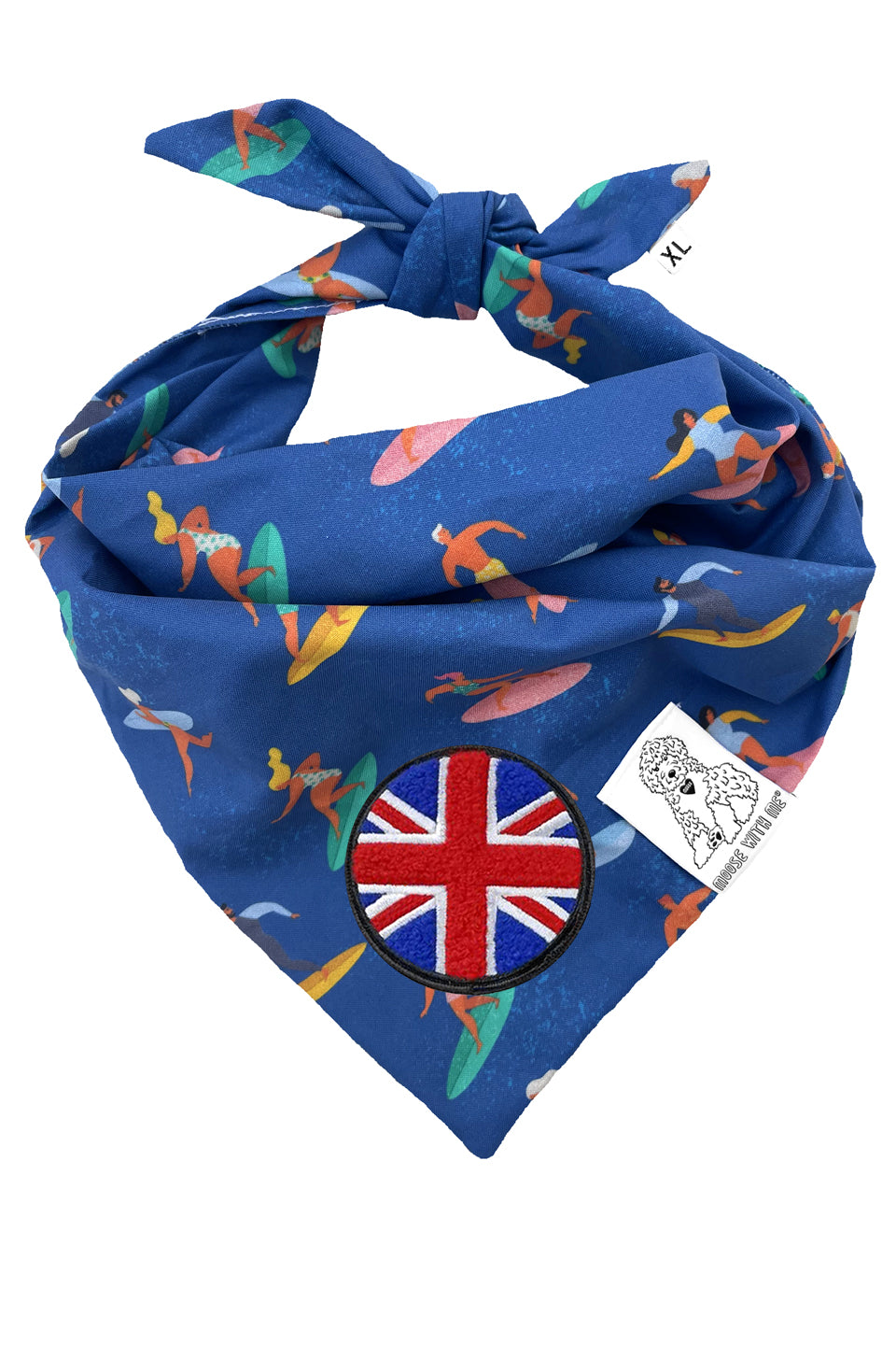 Dog Bandana Surfer - Blue - Customize by adding Interchangeable Velcro Embroidered Patches